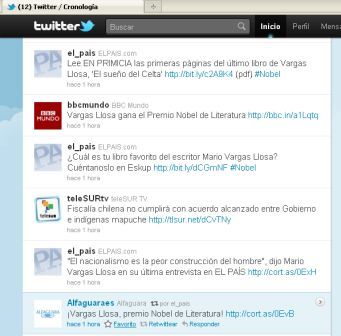 El País y Alfaguara gritan a coro el Nobel de Vargas Llosa en Twitter