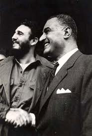 Fideljunto al líder egipcio Gamal Abdel Nasser, Presidente de Egipto durante la visita de ambos a las Naciones Unidas en Nueva York, Septiembre de 1960
