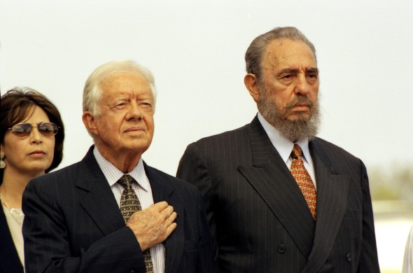 James Carter junto a Fidel durante su visita a Cuba en 2002