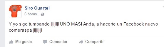 Uno de los más recientes post de Lamelo Piñón (siro Cuartel) en Facebook. 