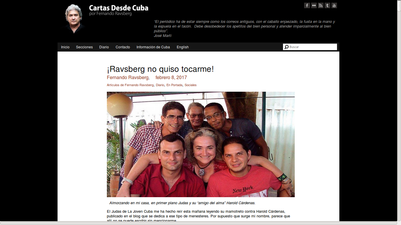 Post en el blog de Cartas desde Cuba ridiculizando a Javier Gómez Sánchez