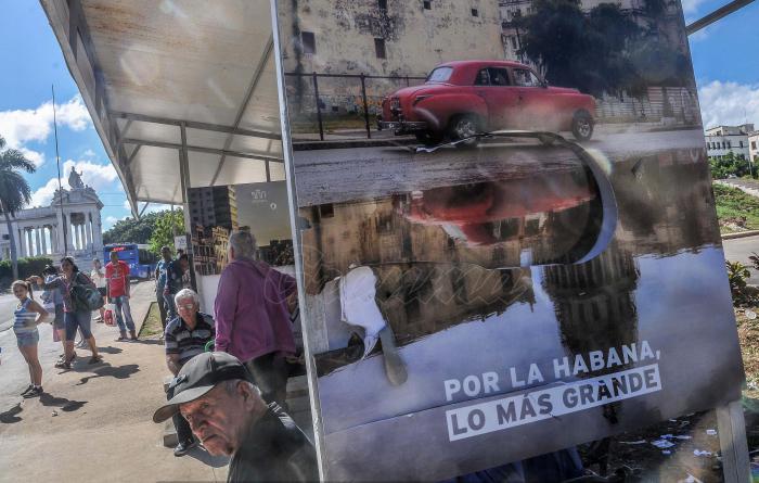  A las paradas de B y 23 y la de 29 entre F y G (nuevas) en el Vedado les arrancaron la gráfica por los 500 años de La Habana. Foto: Ariel Cecilio Lemus /Granma